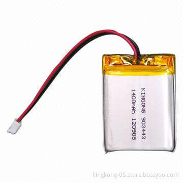 Li-polymer Battery with 903443 1,400mAh Capacity, Long Life Cycle